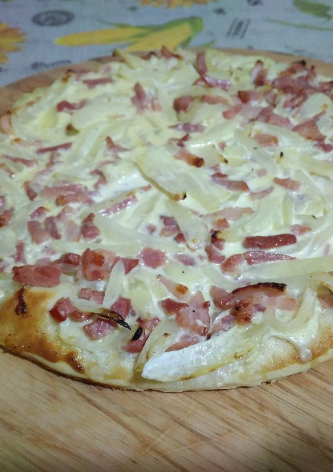 Una foto de Tarta flambeada alsaciana con Thermomix