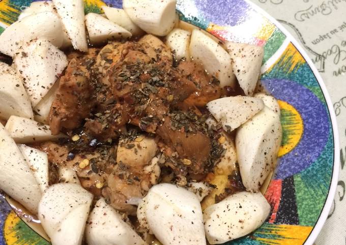 電鍋菜～～韓式蜂蜜辣醬雞腿肉+筊白筍 食譜成品照片