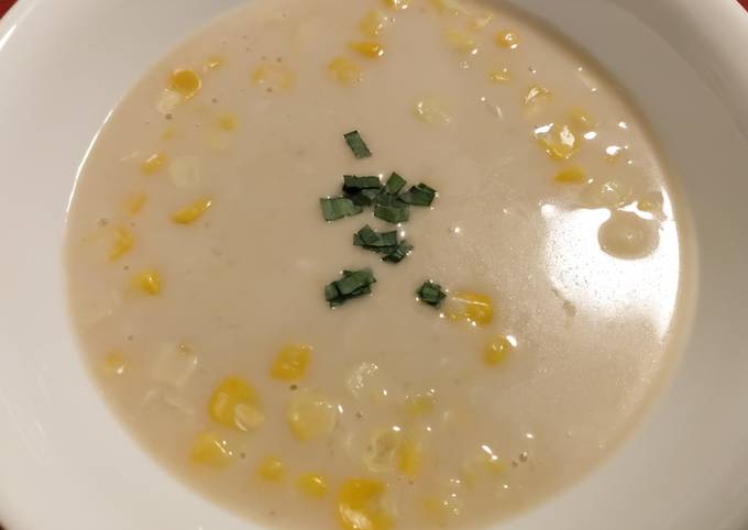 Chilled coconut and corn soup