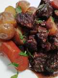 Beef and carrots in red wine