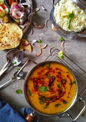 A picture of Burnt Garlic Dal Fry.