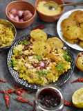 Matar/Peas Chaat with Hoemade Fenugreek Masala Puri