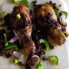A picture of Bbq chicken drumstick.