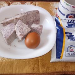 A picture of Boiled arrowroot,egg and milk#charity recipe.