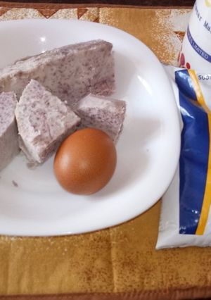 A picture of Boiled arrowroot,egg and milk#charity recipe.