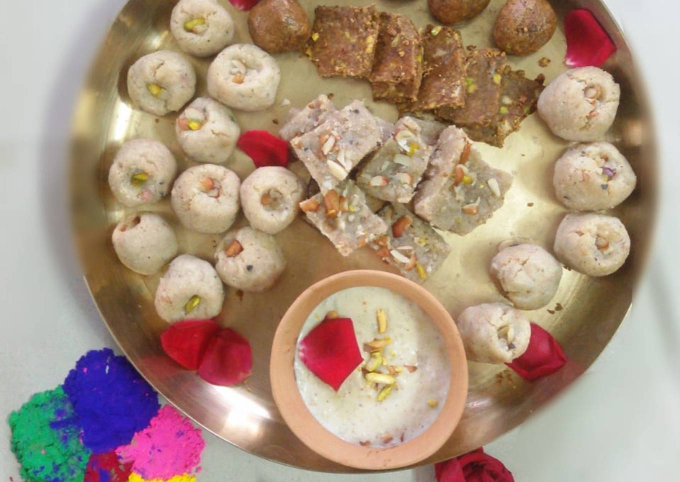 Makhna and besan barfi