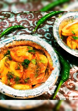 A picture of Kachalu (Spicy and Tangy Potatoes).
