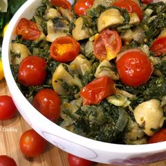 A picture of Mushroom Methi With Cherry Tomatoes – Perfect Winter Lunch Recipe.
