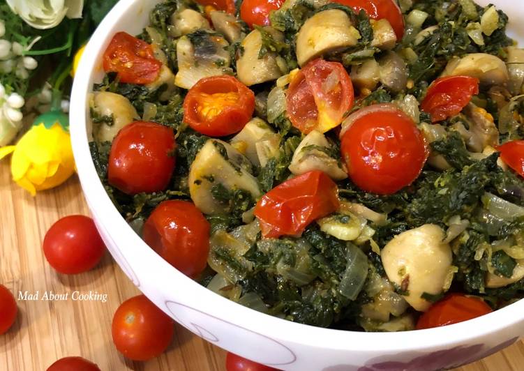 Steps to Make Ultimate Mushroom Methi With Cherry Tomatoes – Perfect Winter Lunch Recipe