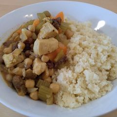 Couscous with Sweet Potato and Raisen Sauce A picture of Couscous with Sweet Potato and Raisen Sauce.