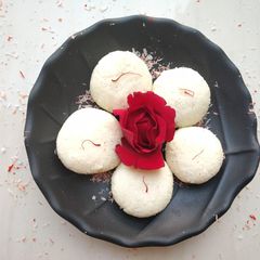 A picture of Gulab Paneer Peda.