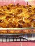 Lasaña hecha con calabacín rellena de carne