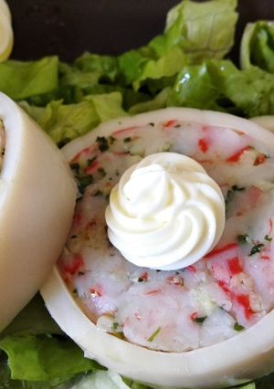 Una foto de Potas rellena de langostinos y delicias de mar
