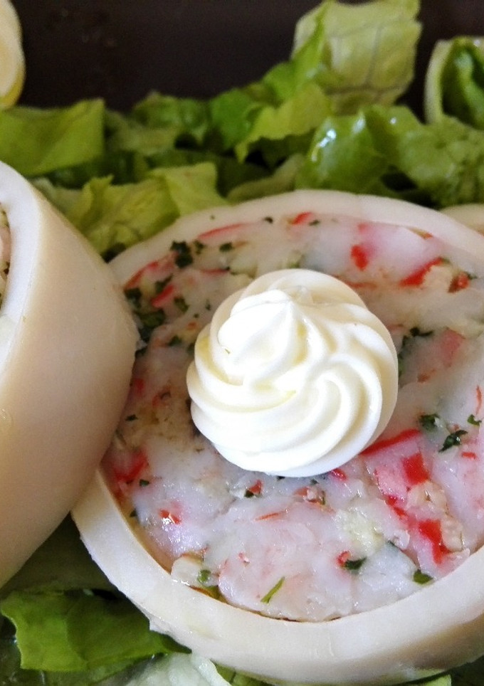Una foto de Potas rellena de langostinos y delicias de mar