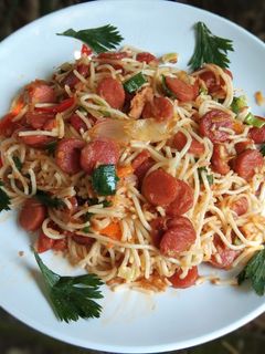 Foto resep Spaghetti Goreng Sosis Pedas