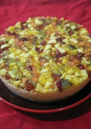 A picture of Mixed fruit cheese cake.(No bake).