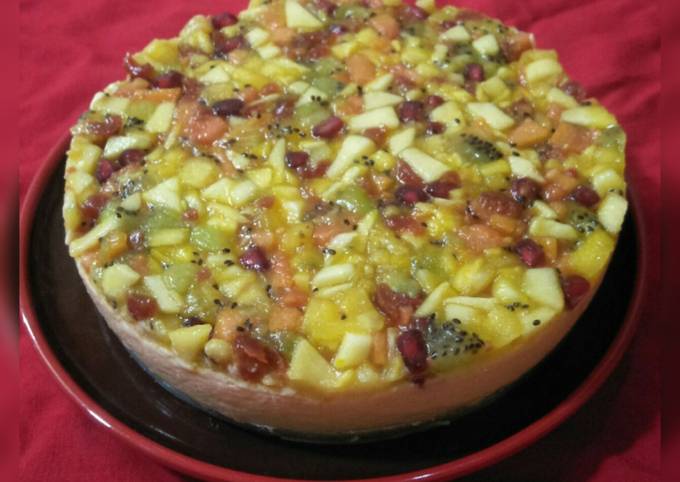 Mixed fruit cheese cake.(No bake)