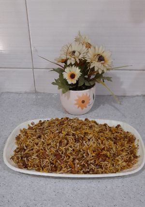 عکسی از دستور عدس پلو با گوشت چرخ کرده