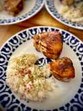 Bonito del norte con arroz basmati a la naranja