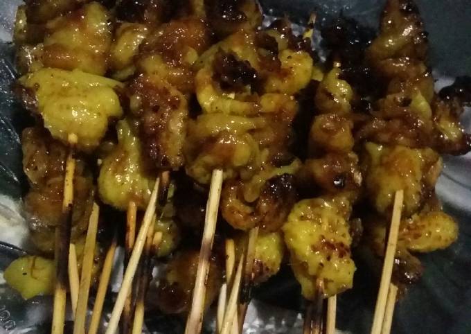 Sate kulit ayam bakar teflon