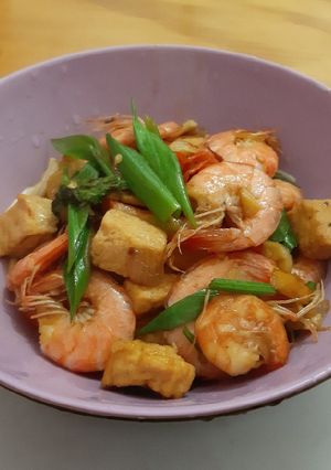 Foto resep Udang Tahu Tumis Pedas Manis