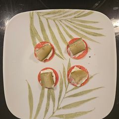 A picture of Pepperoni pickle snack.