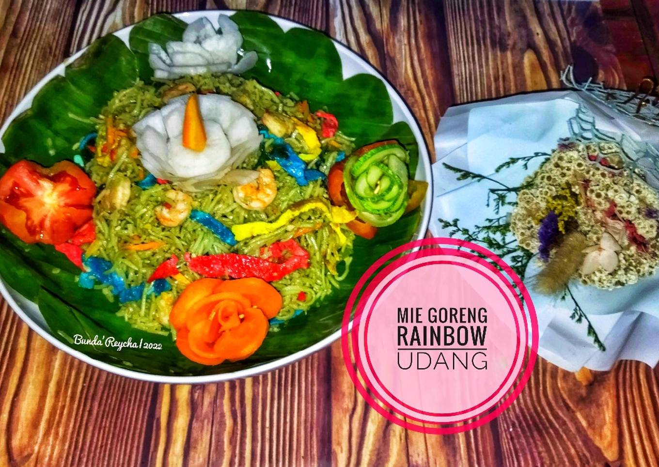 384. 🍝 Mie Goreng Rainbow udang (Dengan Garnish)