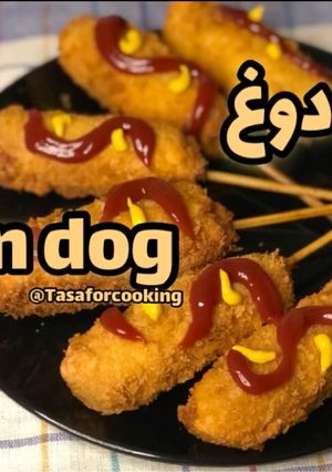 صورة لوصفة كورن دوغ الكوري corn dog
