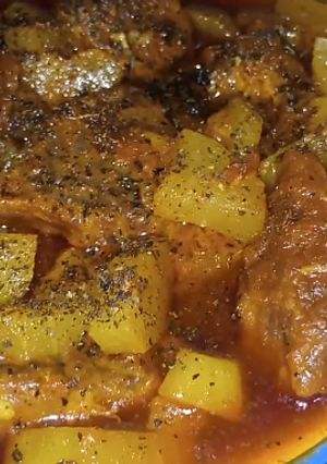 A picture of Lauki Gosht.