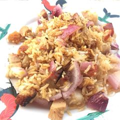 Fried Rice With Roasted Pork And Onion A picture of Fried Rice With Roasted Pork And Onion.
