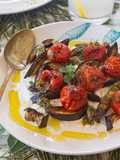 Melanzane e Pomodorini arrostiti con Stracciatella, olio ai Capp