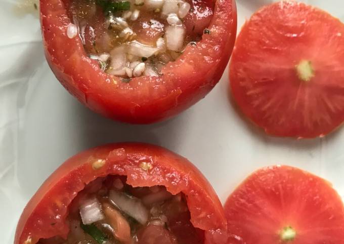 Tomates rellenos (Γεμιστά),plato vegetariano de Grecia Receta de  @ Cookpad