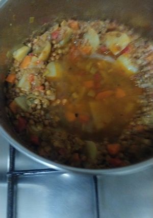 Una foto de Lentejas de Bote con verduras