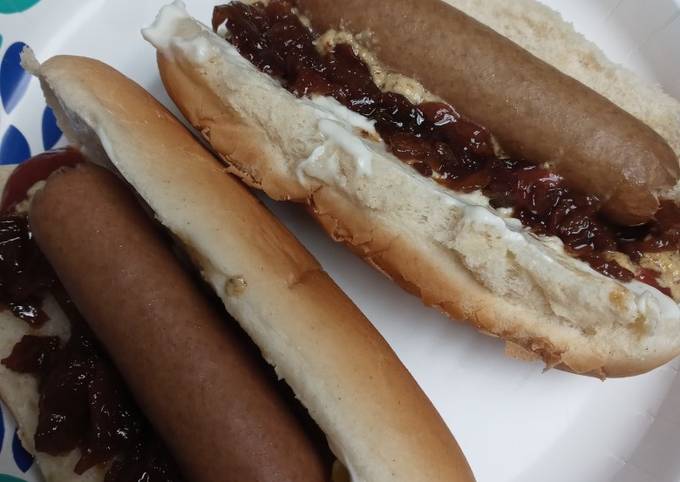 Recipe of Super Quick Homemade Hotdog with Onion Bacon Jam