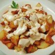 Patatas fritas con crema de queso gouda