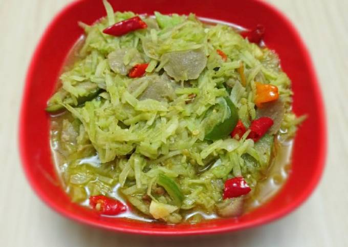 Langkah Mudah untuk Membuat 173.Sayur Labu Bakso Pedas Anti Gagal