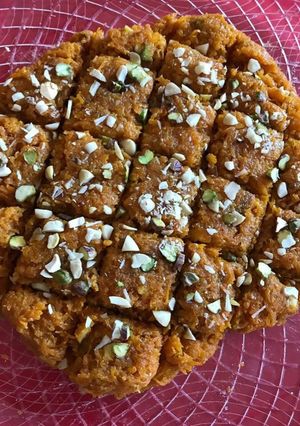 A picture of Homemade Besan chikki.