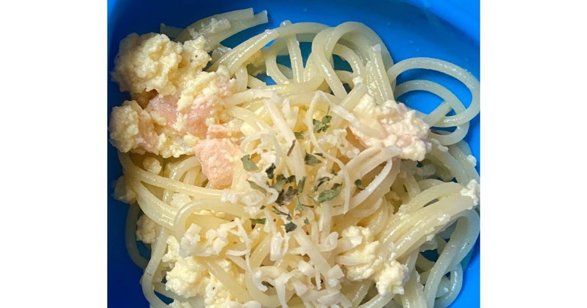 Resep Spaghetti Carbonara with Salmon MPASI 1+ oleh Ara Darissa Cookpad