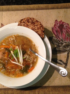 A picture of Winter Beef and veggie soup.