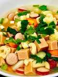 Sup Ma Ling Sosis Macaroni dengan Sayuran