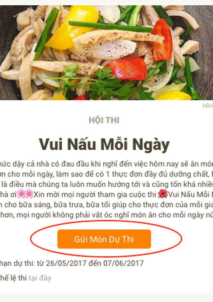 Hình của món Cách gửi món tham dự cuộc thi của Cookpad.