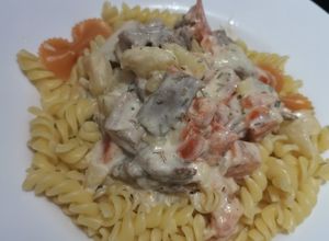 Una foto de Fideos a la crema Philadelphia