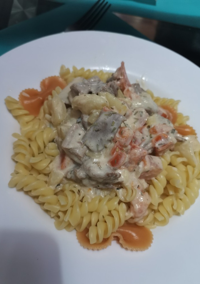 Una foto de Fideos a la crema Philadelphia