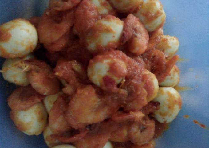 Udang telur puyuh balado