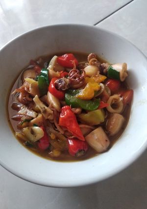 Foto resep Tumis cumi asin pelangi