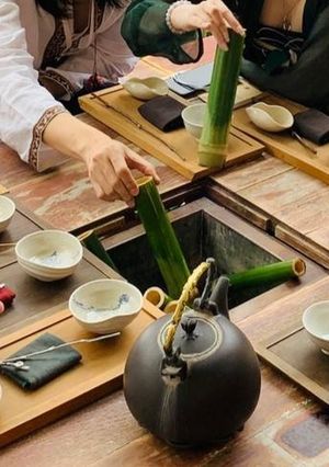 在九份山上圍爐的竹筒烤茶 的食譜成品照片