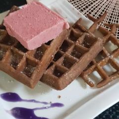 A picture of Waffle brownie sundae.