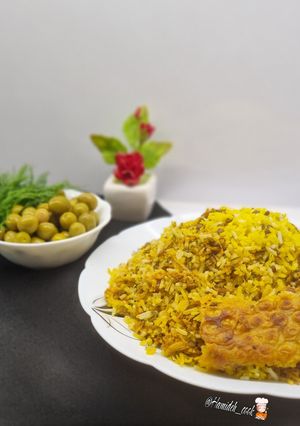 عکسی از دستور شوید پلو با مرغ و عدس🌿