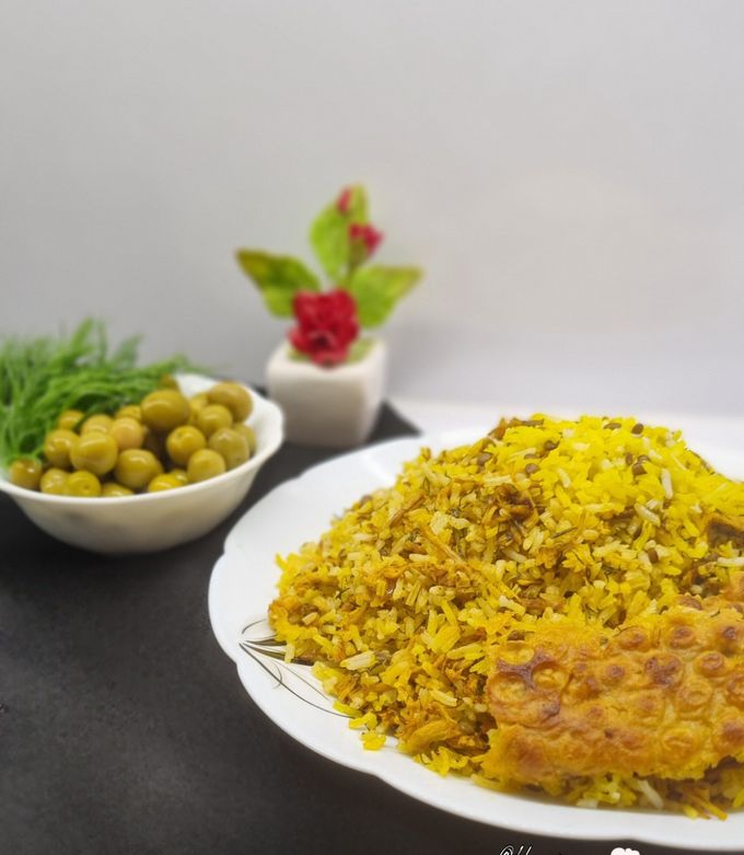 عکسی از دستور شوید پلو با مرغ و عدس🌿