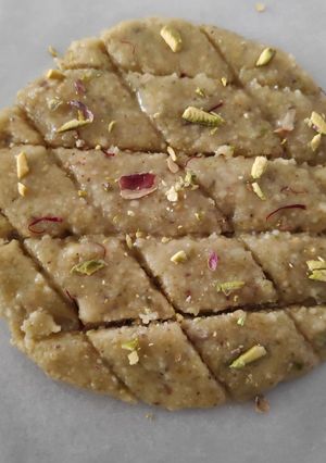 A picture of Kaju - Kesar - Pistachio Katli 😊.